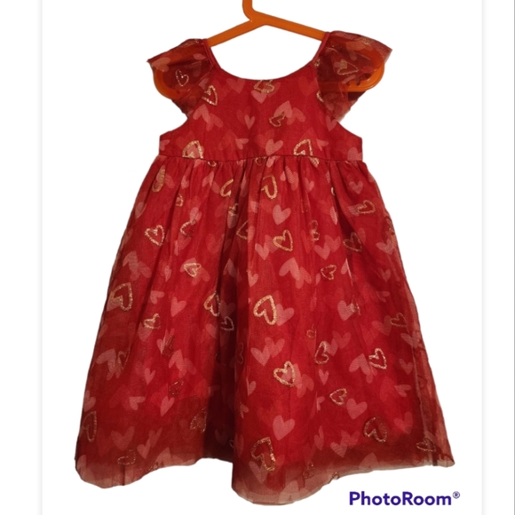 Isaac Mizrahi Girls 5T Red Tulle Dress with Pink and Gold Hearts BNWT - Picture 1 of 3